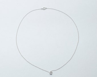 Mini Pave Diamond Letter Necklace, 14k White Gold Mini Pave Diamond ...