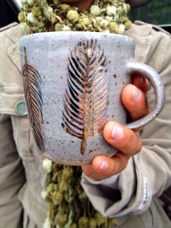 gold feather mug