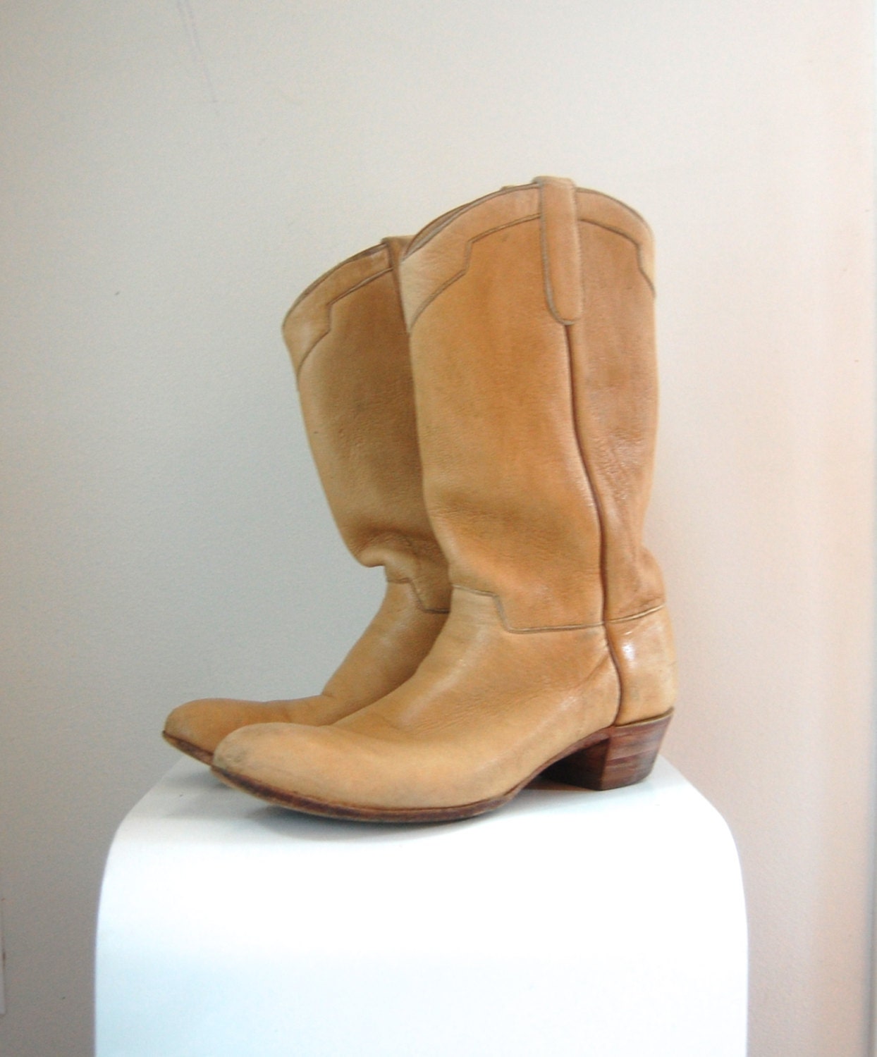 Ammons Handmade Cowboy Boots/ Tan Western Boots/ Mens Size 8/