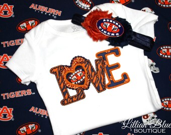 Auburn Tigers Inspired Applique Onesie/Shirt and matching headband