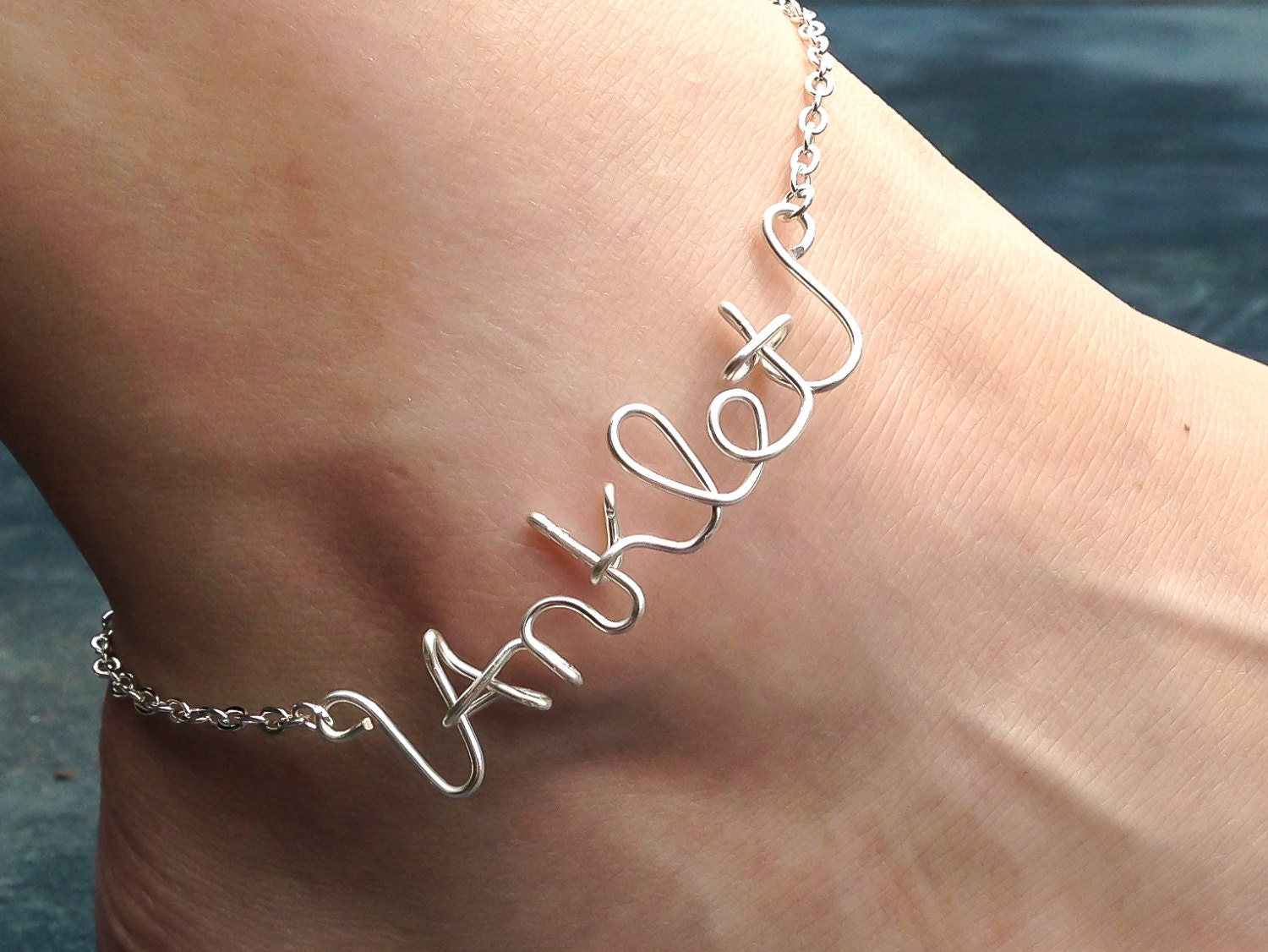 Name anklet Personalized anklet wire wrapped anklet wire