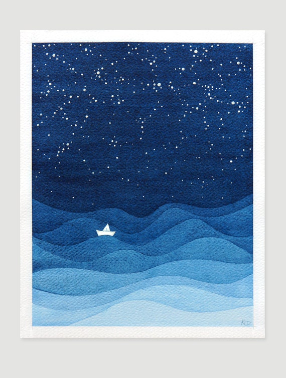 Giclee print nautical wall decor watercolor painting kids art