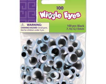 Wiggle Eyes Assortment, Assorted Sizes, Black, 100 / Pack