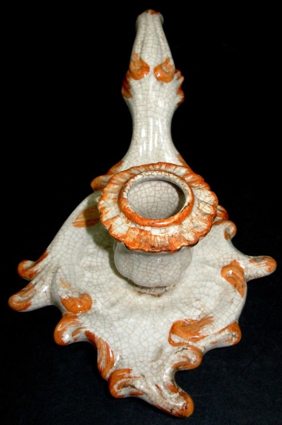 Bassano Italian Folk Art Pottery Taper Candle by Snowyowltreasures