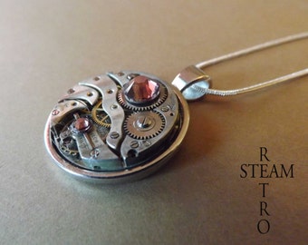 10% off sale17 Vintage Rose Steampunk Necklace - Steampunk Jewelry by Steamretro -personalized jewelry - Christmas gift