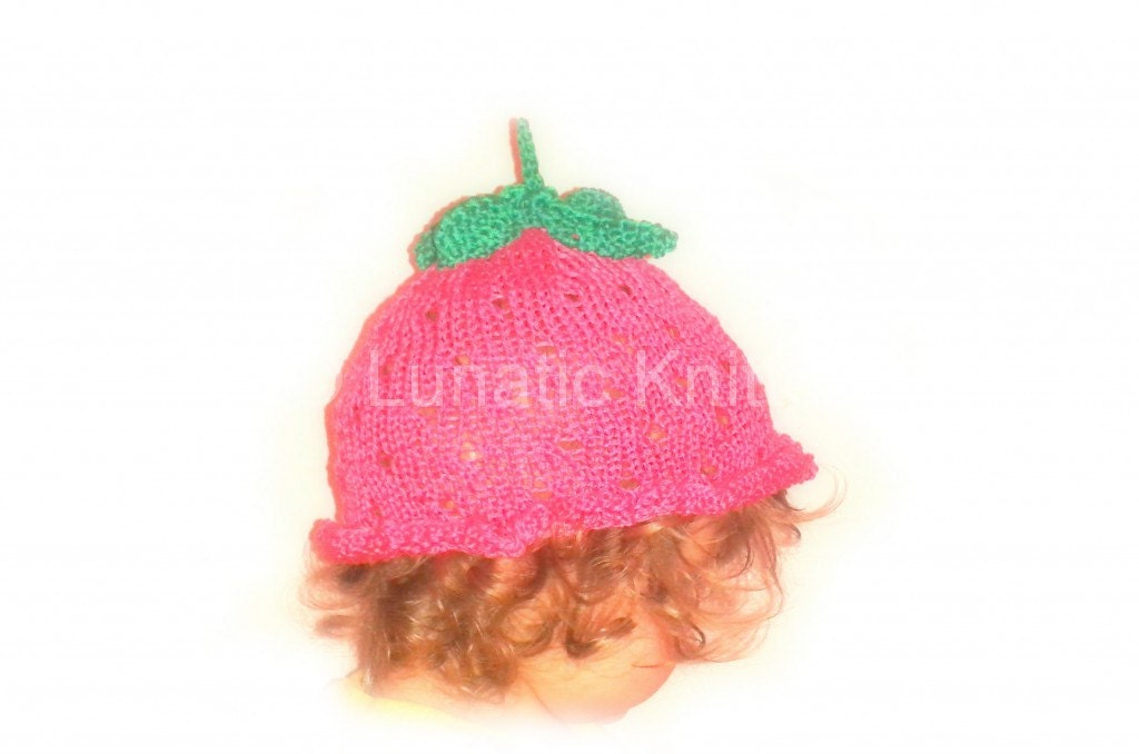 Instant download knitting PATTERN for Baby Strawberry Hat