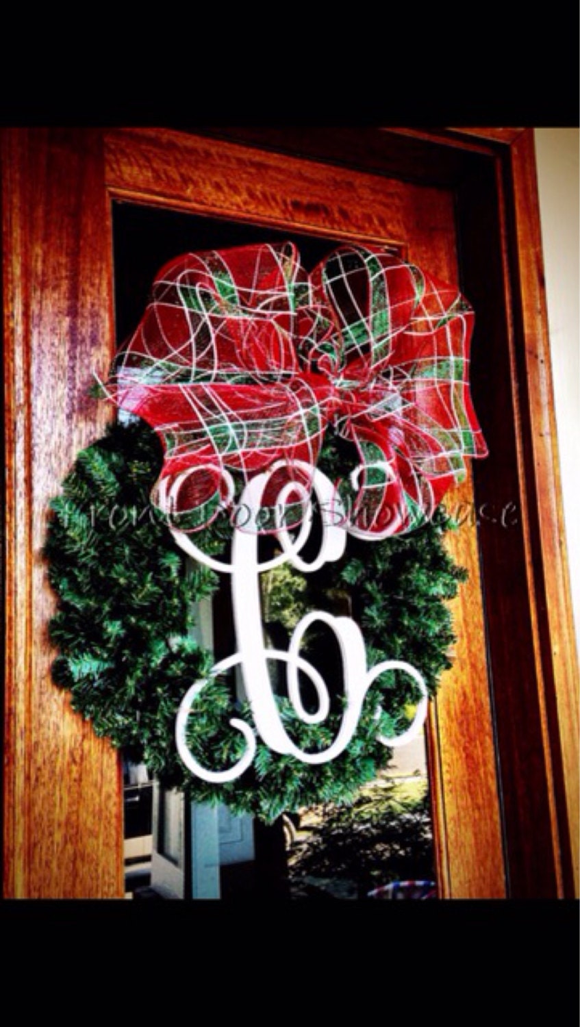 Large Christmas Monogram Wreath, Holiday Decor, Initial Wreath,