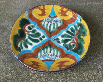 Vintage Mexican Pottery Handpainted Folk Art Style 