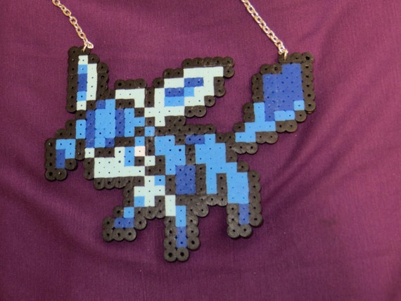 Glaceon Pokemon Perler Bead Necklace Homemade