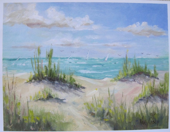 Art print from my original oil painting of the beach with