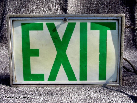 Rustic Vintage Metal Exit Sign by CalamityVintage on Etsy