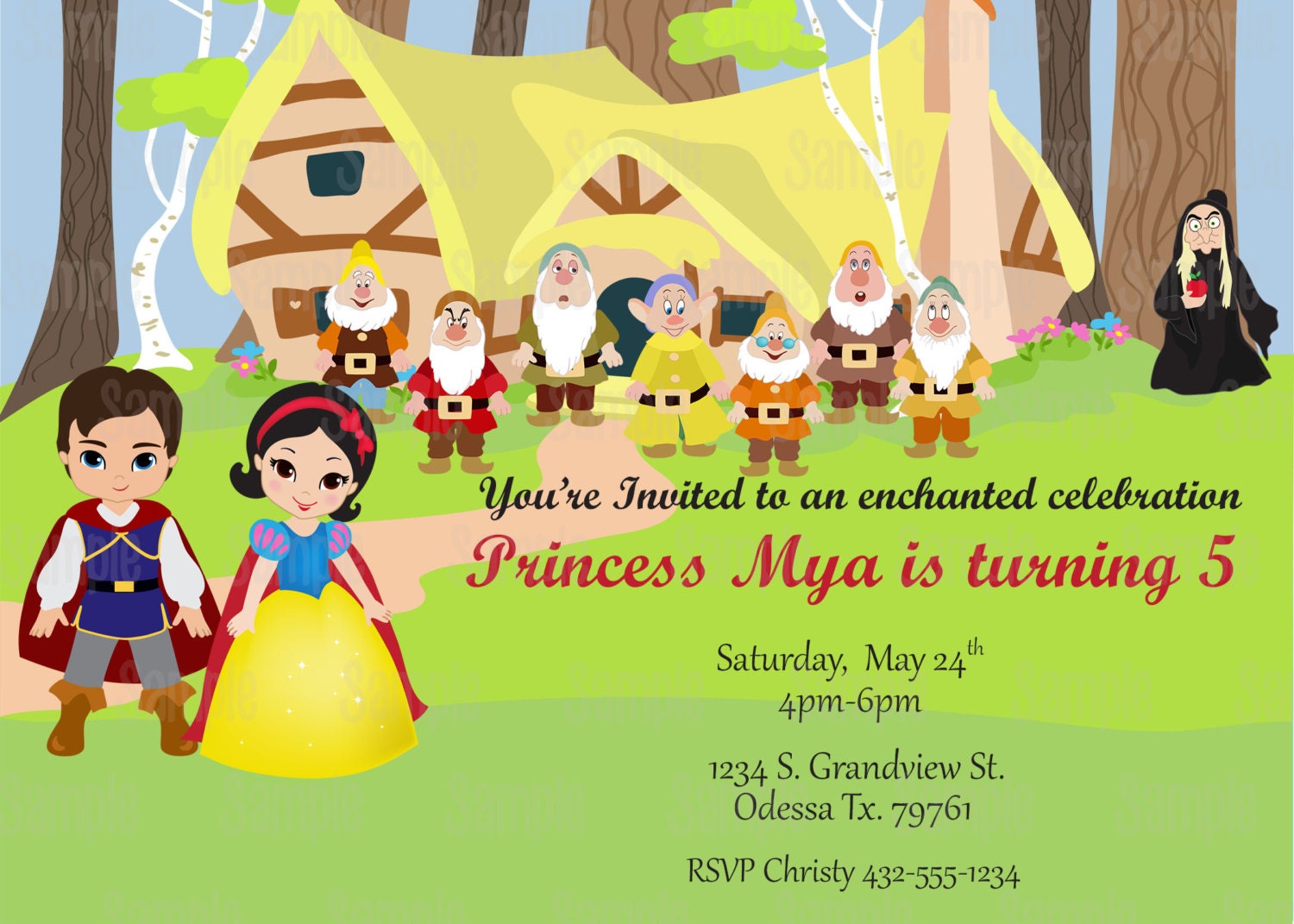 Snow White Inspired Printable Birthday Party Invitation plus