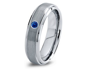 Tungsten Wedding Band,6mm,Mens Wedding Bands,London Blue Sapphire Band ...