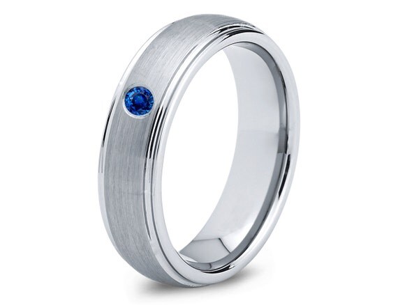 Tungsten Wedding Band,6mm,Mens Wedding Bands,London Blue Sapphire Band ...