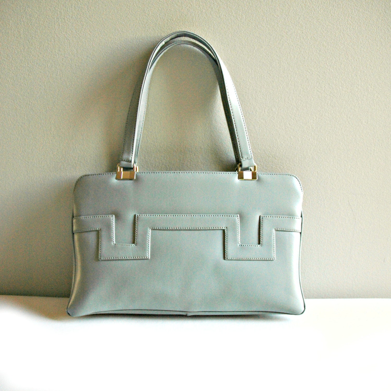 Designer vegan blue grey handbag with by ButtonsandFrills on Etsy