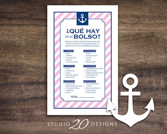 Items similar to Instant Download Pink Nautical Spanish ...