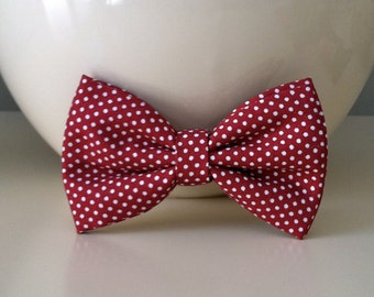 Dog Bow Tie- Maroon with White Dots