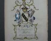 Jacobs English Peerage Rare Coat Of Arms Curzon Lord Scarsdale 1700's COA