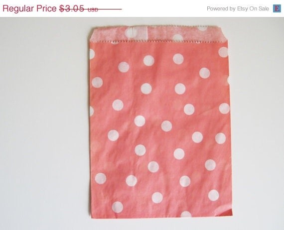 ON SALE - 12 Pink DOT Designer Party Favor Bags, Weddings, Birthday, Showers Il_570xn
