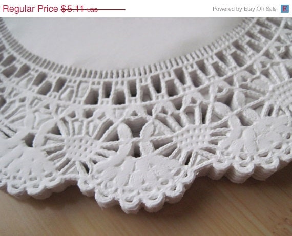 ON SALE - 50 White paper lace doily doilies 8 inch size Il_570xn