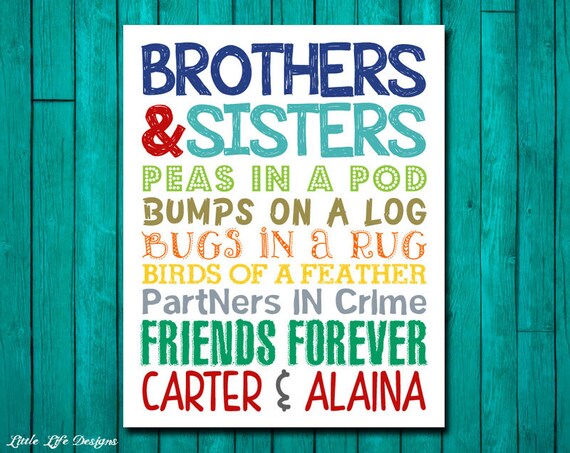 Brothers & Sisters. Sibling Wall Art. Kids Room Decor. Bro and Sis Sign. Nursery Decor. Twins. Brother and Sister Decor. Friends Forever.