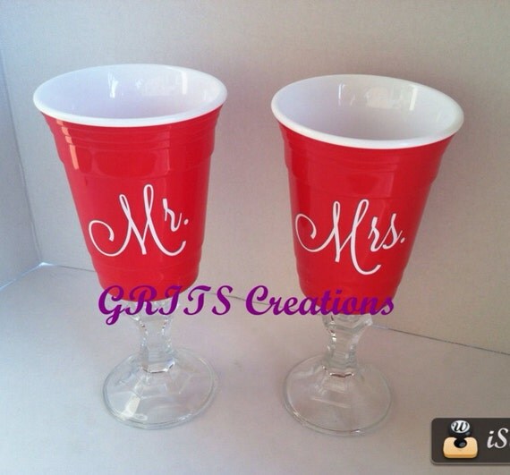 Set of red solo cup redneck wine glasses by GRITSCreations on Etsy