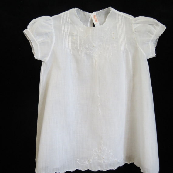 Darling white vintage handmade baby girl's dress/gown with