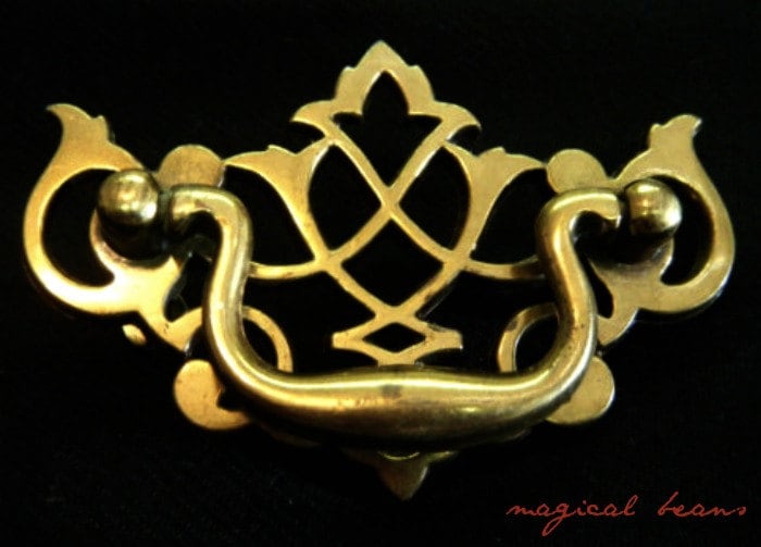 Vintage Brass Pulls By Keller Brass Co for Vintage Gold Lattice