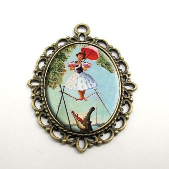 Inspired Haunted Mansion "Tightrope Girl' Large Pendant Necklace