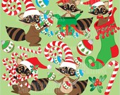 80% OFF Christmas raccoon clipart, vector graphics, digital clipart, instant download AMB-281 Il_170x135