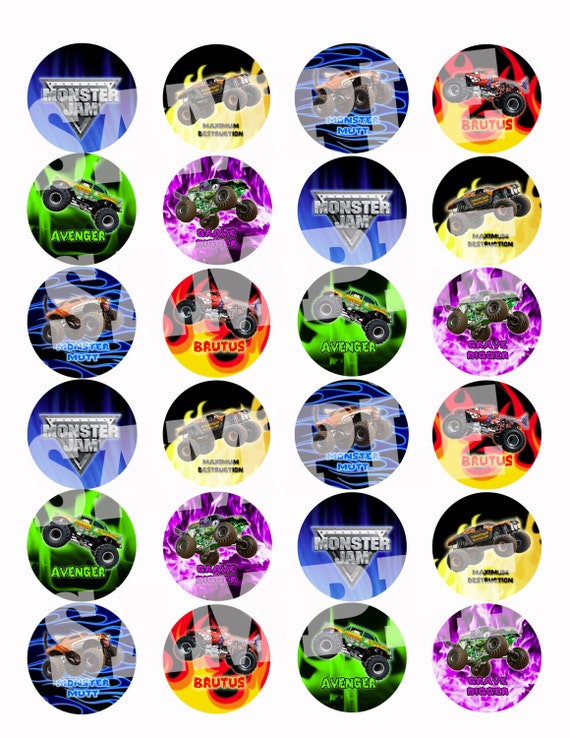 PRINTABLE Monster Jam Monster Trucks 1.5 inch Circles Hi ...