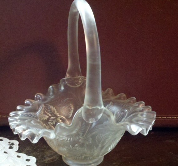 Fenton satin glass basket strawberries frosted by NiftyBauble