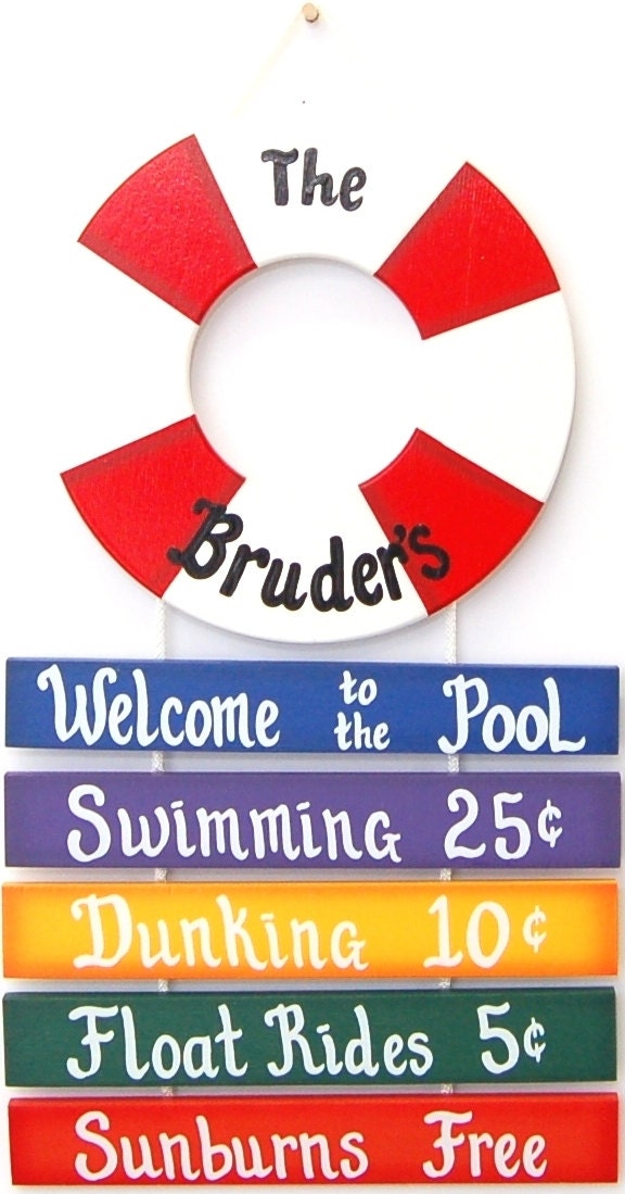 PERSONALIZED Outdoor Pool Sign to the Pool Rope Sign