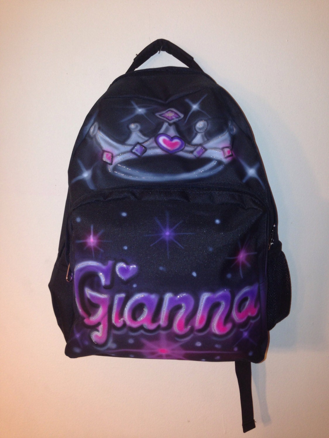 Personalized Airbrushed Glitter Tiara Kids Backpack