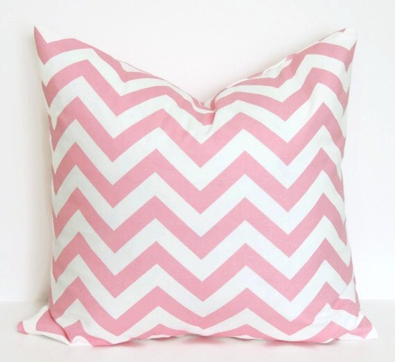 Items similar to Pink Chevron Pillow, 16x16 Pillow Cover, Nursery