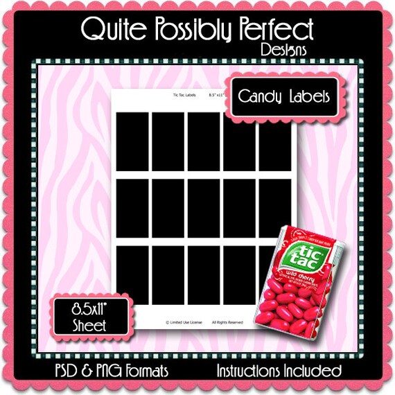 Candy Labels Template Instant Download PSD and PNG Formats