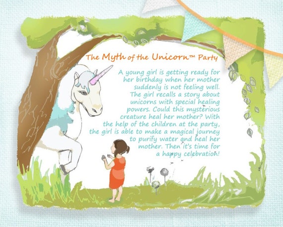 Complete kids birthday party in a booklet: The Myth of the Unicorn Il_570xn