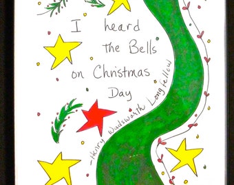 Items similar to I Heard The Bells on Christmas Day Henry WadsWorth Longfellow Christmas Hymn