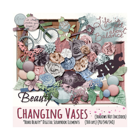 Boho Beauty Digital Scrapbook Kit by Changing Vases