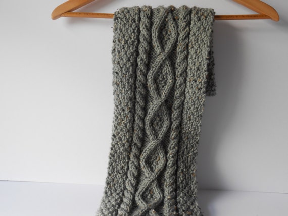 Mens Scarf Hand knit mens scarf. Cable knit scarf.