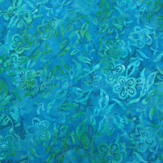 Bali Batik Cotton Quilt Fabric Turquoise by Material1Treasures