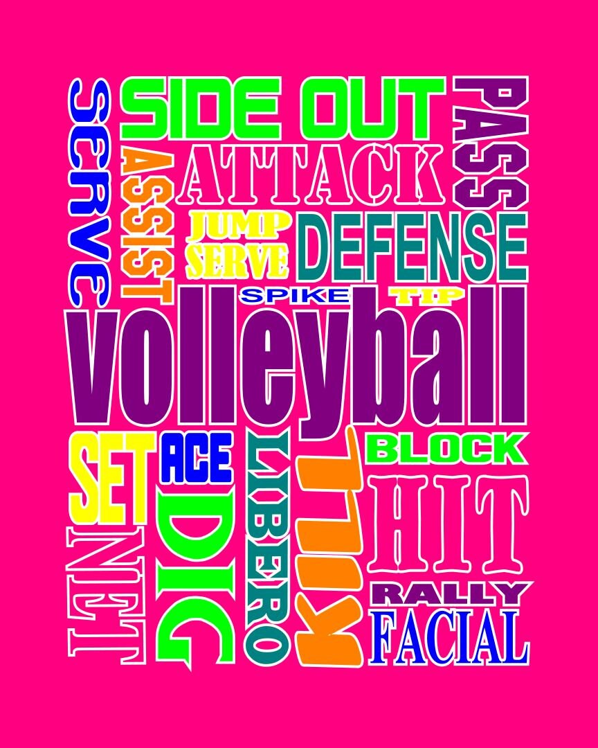 VOLLEYBALL words Volleyball shirt by StarkiesTees on Etsy