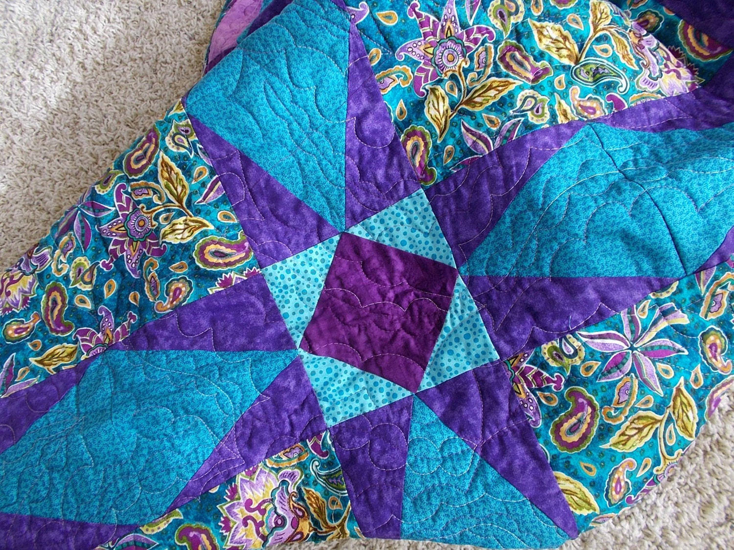 baby-or-childs-quilt-purple-and-teal-kaleidoscope-of