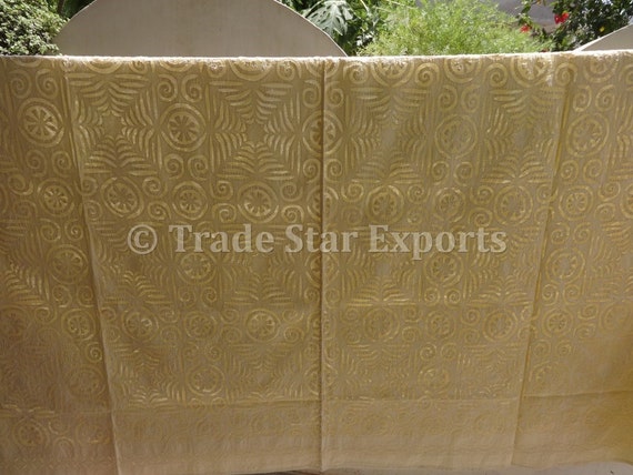 Handmade Applique Work Bed Cover, King Size Cutwork Bedspread ...