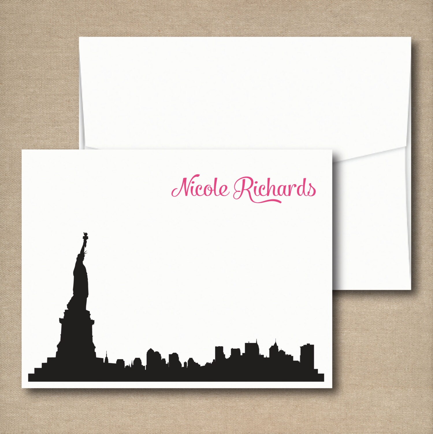 Personalized Stationery Set NYC SKYLINE Set of 12 Elegant