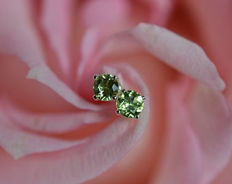 Peridot Stud Earrings, Peridot Earrings, Sterling Silver Stud Earrings, 3mm Studs