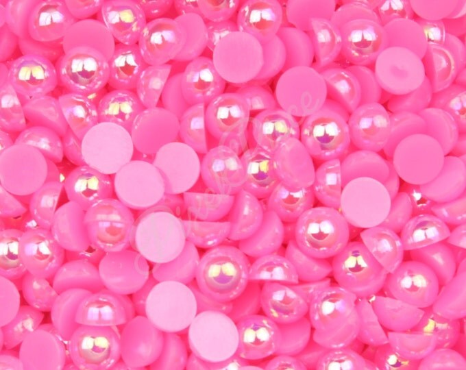 AB Pink Half Pearl Gems Flat Back Face Art Nail Art Scrapbook Phone Decoration Cabochon 2mm 3mm 4mm 5mm 6mm 8MM