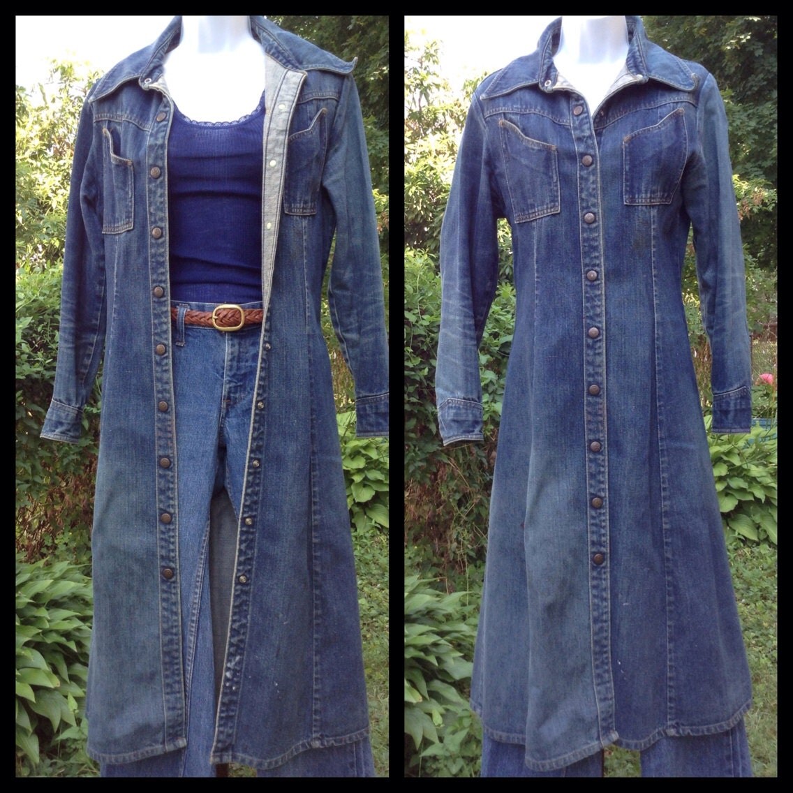 Vintage 1970's Long Denim Landlubber Jacket Coat looks