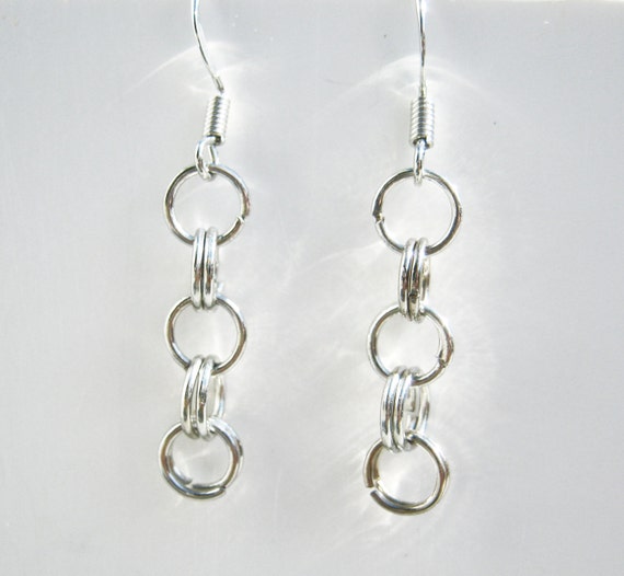 Circle dangle earrings double jump ring earrings by CKMStudio