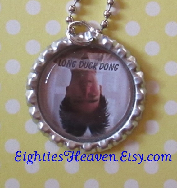 Long Duck Dong Bottle Cap Necklace or key Chain or Zipper Pull